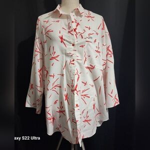 Vintage Cabrais 1980 1x-2x White and Red Button Up Top